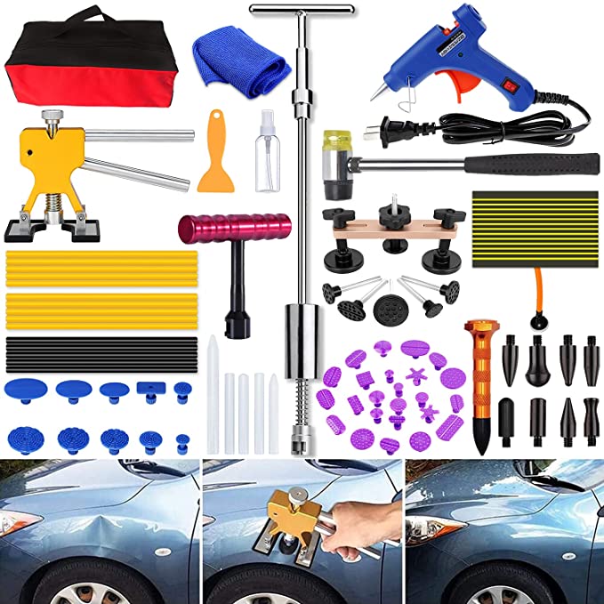 SUNCARLE DIY Paintless Dent Repair Kit -Paintless Dent Puller Tools Slide Hammer for Car Hail Damage Dent & Ding Removal
