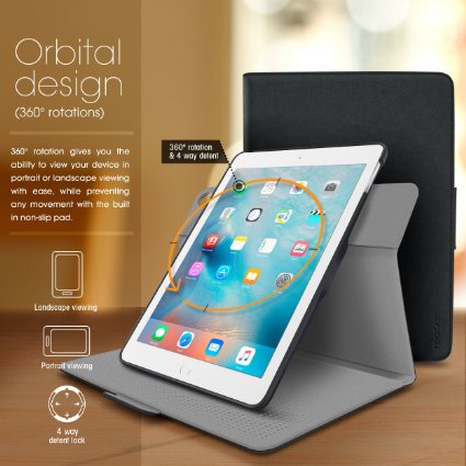 Apple iPad Mini 3 (2014) Case - roocase Orb System Folio 360 Dual View Leather Case Smart Cover with Sleep / Wake Feature for Apple iPad Mini 1 2 3 (2014) Black - Patented Complete Lifestyle Solution