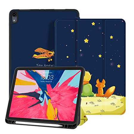 Ayotu Case for iPad Pro 11 Inch 2018 with Apple Pencil Holder[Support Apple Pencil Charging],Slim Trifold Stand Case, Auto Sleep/Wake, Soft TPU Back Cover for iPad Pro 11 Inch 2018,The Boy and Fox