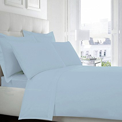 SASA CRAZE Non Iron Percale Fitted Sheet (King, Sky Blue)