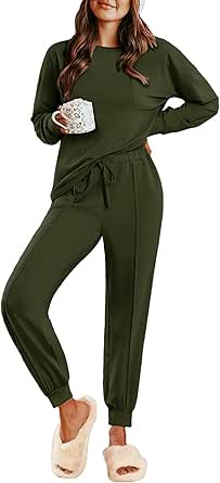 Ekouaer Lounge Sets for Women 2 Piece Jogger Pajama Long Sleeve Pants Loungewear Sweatsuits Casual Matching Outfits