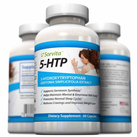 Sorvita 5-htp Hydroxytryptophan  Mood and Relaxation Supplement Benefits StressAnxiety Relief Improves Sleep and Promotes Natural Weight Loss  Griffonia Simplicifolia Extract  Money Back Guarantee