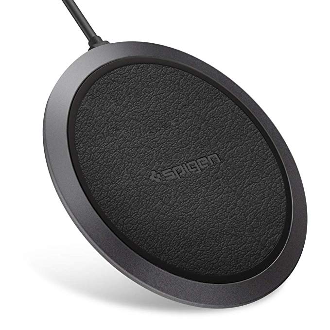 Spigen Wireless Charger Fast Qi Certified 10W Charging Pad Works with iPhone 11/11 Pro/11 Pro Max/Xs MAX/XR/XS/X/8/8 Plus/Galaxy S10,Note 10/S9/S9 Plus/S8 & Other Qi Devices [Adapter NOT Included]