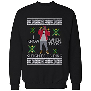 Ugly Christmas Sweater Sleigh Bells Ring Crewneck 2X-Large Black