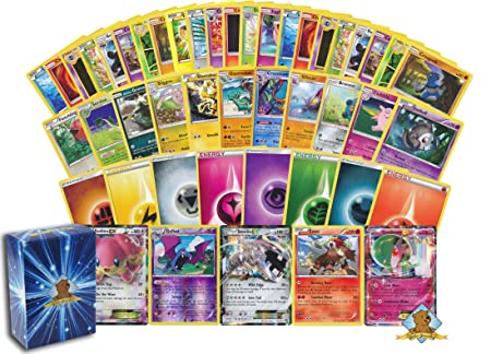 100 Pokemon Card Lot - 1 170 HP Or Higher Pokemon Ultra Rare Card (GX, EX, or V)! Rares - Energy - Foils! Includes Golden Groundhog Box!