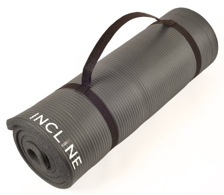 Incline Fit Extra Thick and Long Comfort Foam YogaExercise Mat with Carrying Strap