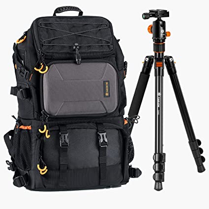 TARION Camera Backpack   Tripod | Extra Large Hiking Camera Bag Backpack   61" Travel Camera Tripod with Ball Head Foldable Aluminium DSLR Video Tripod Monopod for DSLR SLR Mirrorless Cameras