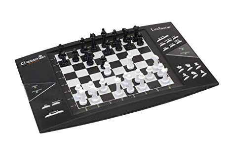LEXiBOOK CG1300 ChessMan Elite Interactive electronic chess game, 64 levels of difficulty, LEDs, battery powered or 9V adapter, black / white