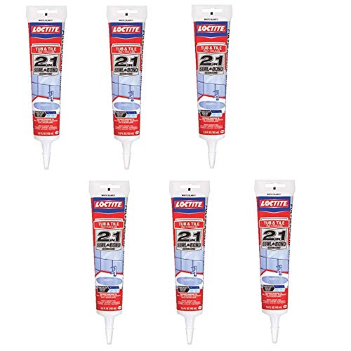 Loctite 1515861 Polyseamseal Tub and Tile Adhesive Caulk, 5.5-Ounce Tube, White - 6 Pack