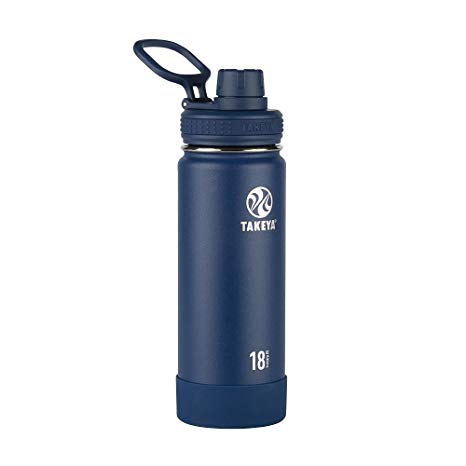 Takeya Actives Insulated Stainless Water Bottle with Insulated Spout Lid, 18oz, Midnight