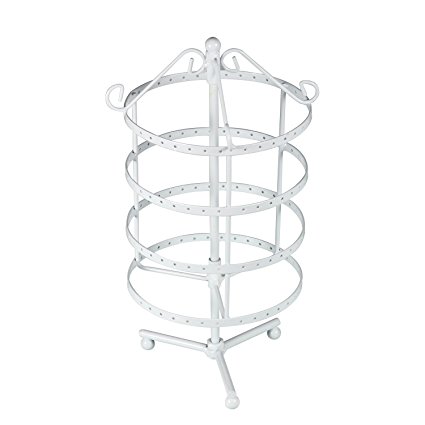 Ollieroo 4 Tiers Rotating Spin Table Top Earring Holder Organizer Jewelry Stand Display Rack Towers, White, 72 Pairs