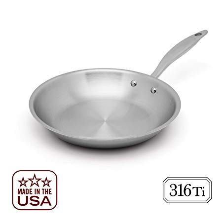 Heritage Steel 10.5 Inch Fry Pan - Titanium Strengthened 316Ti Stainless Steel Pan with 7-Ply Construction - Induction-Ready and Dishwasher-Safe, Made in USA