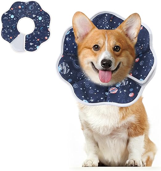 ComSaf Soft Dog Recovery Collar, Protective Adjustable Pet Cone Collar for After Surgery, Comfortable Lightweight Elizabethan Collar for Small Dog Cat Prevent from Licking Wounds, Not Block Vision