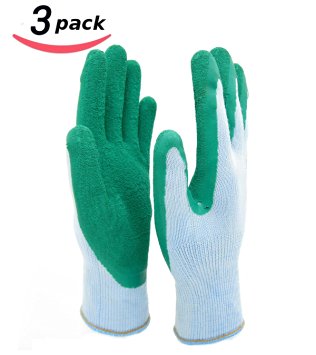 HOMWE Gardening Gloves for Women and Men- Texture Grip -Three Pair Pack - Medium