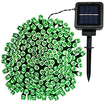 Sunnydaze 200-Count Green LED Solar Powered String Lights, Includes One 68-Foot Strand
