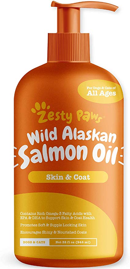 Pure Salmon Oil for Dogs and Cats - Omega-3 Liquid Food Supplement - Your Pets Will Go Wild for It - EPA and DHA Fatty Acids - Enhances Coat, Joint Function, Immune System and Heart Health - 32 FL OZ