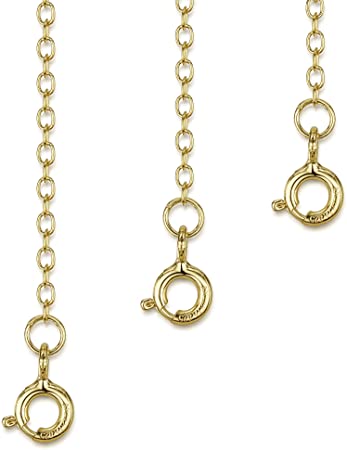 Amberta 18K Gold Plated on 925 Sterling Silver 2 mm Thick Curb Chain Extender Set for Women - Extension for Necklace Bracelet or Anket - Contains 3 Sizes - 1 inch 2 inch and 4 inch
