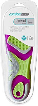 Comfort Zone Triple Gel Insoles Women's, 6-10