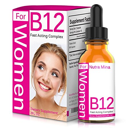 Vitamin B12 Liquid Complex for WOMEN - Superior Absorption To Increase Metabolism And Boost Energy Levels, Made In USA - 2 Fluid Ounces