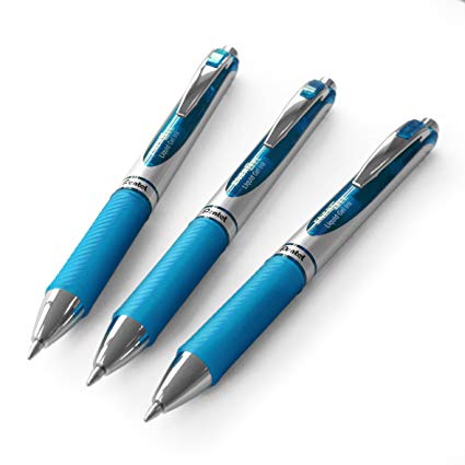 Pentel EnerGel XM BL77-S3 Retractable Liquid Gel Ink Pen - 0.7mm - Turquoise- Pack of 3