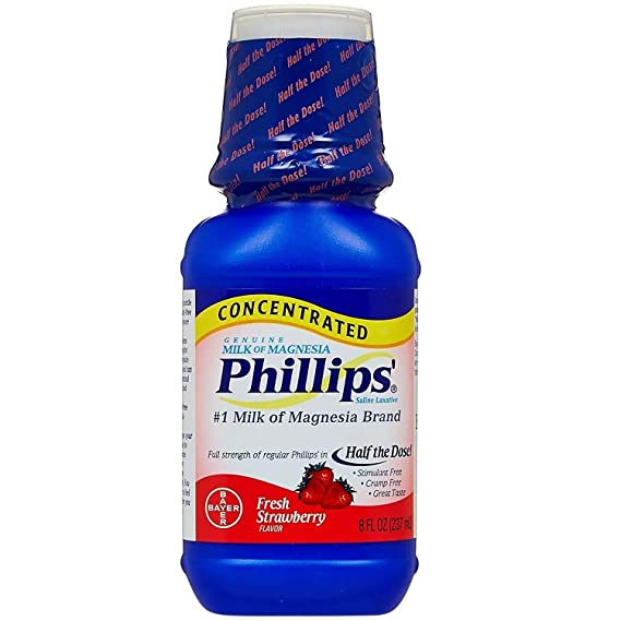 Phillips' Milk of Magnesia Concentrated Liquid Fresh Strawberry Flavor - 8.0 oz, Pack of 2