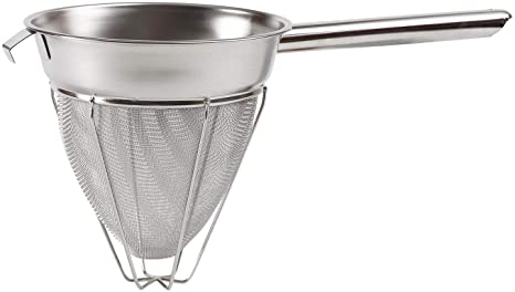 Winco CCB-8R Stainless Steel Reinforced Bouillon Strainer, 8 inch - 1 Each.