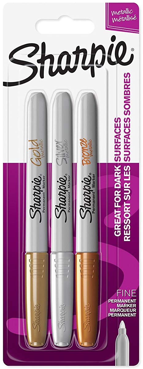 Sharpie Fine Point Permanent Marker - Assorted Metallic Colours (Pack of 3)