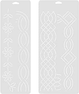 Milisten 2Pcs Quilting Template Plastic Sewing Patchwork Quilt Template Square Reusable Flower Line Creations Stencil DIY Craft Sewing Supply Tool 46cm
