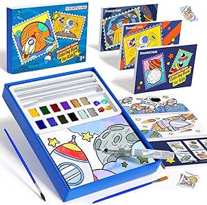 Paint with Water Coloring Books for Kids, 3PCS Watercolor Paint Books Sets, 32 Astronaut Pages Total, Arts and Crafts for Kids Ages 4-6-8-12 with 3 Paint Brushes and 3 Coloring Activity Books