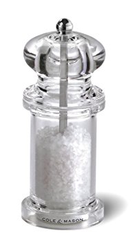 COLE & MASON 505 Salt Grinder - Clear Acrylic Mill Includes Precision Mechanism and Premium Sea Salt