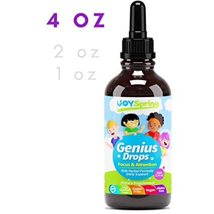 Best Organic Focus Supplement for Kids, Supports Healthy Brain Function to Improve Concentration & Attention for School, Natural Calming Supplement, Great Tasting Liquid Vitamins, 30 mL (4 oz)