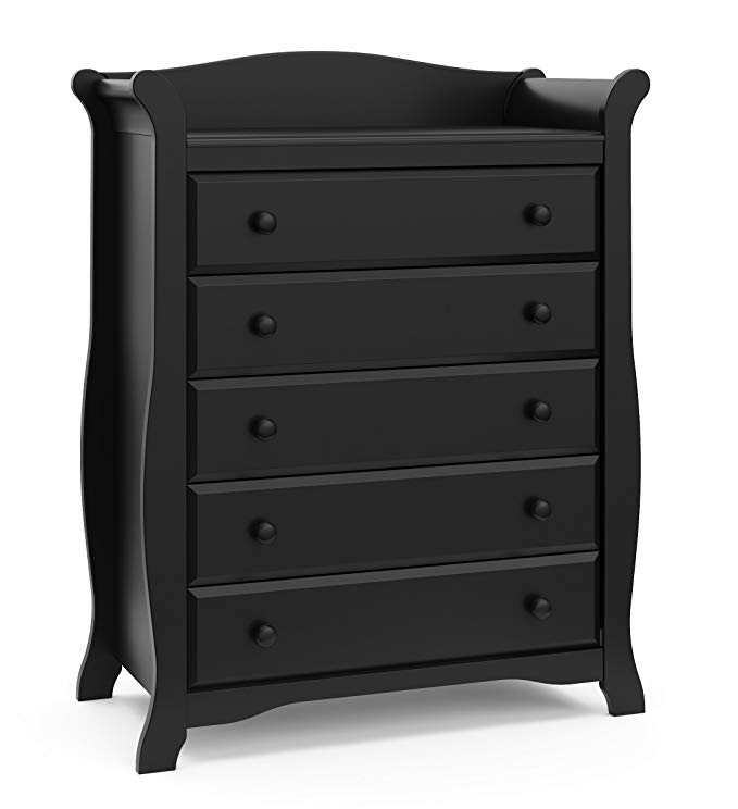 Stork Craft Avalon 5 Drawer Universal Dresser, Black