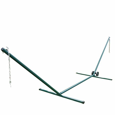 Prime Garden 15 FT. Heavy Duty Steel Tubing Hammock Stand,Includes Hammock Stand Wheel Kit,Easy to Assemble,Steel Green Coated Frame,Rust Resistant