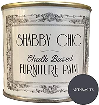 Shabby Chic Chalk Based Furniture Paint - Anthracite 250ml - Chalked, Use on Wood, Stone, Brick, Metal, Plaster or Plastic, No Primer Needed, Made in the UK.