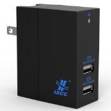iXCC Dual USB 42 Amp 20 Watt SMART High Capacity High Power AC Travel Wall Charger - ChargeWise tm Technology High Speed Charging for Apple iPhone 6 6 plus 5s 5c 5 iPad Air 2 iPad Air iPad mini 3 iPad mini 2 iPad mini iPod Touch Nano Shuffle Samsung Galaxy S6  S6 Edge  S5  S4 Note Edge  Note 4 Note 3 Note 2 the new HTC One M8 M9 Google Nexus and More Black
