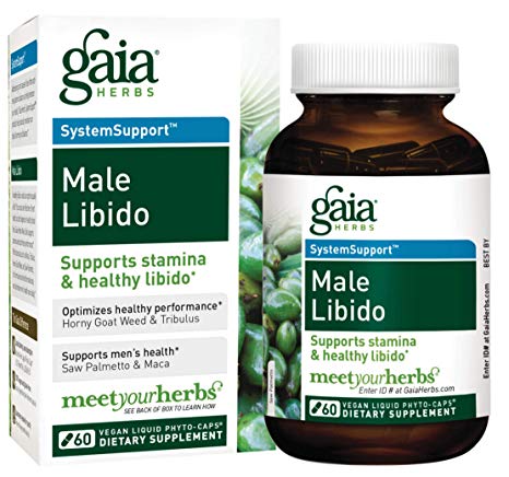 Gaia Herbs Male Libido Vegan Liquid Capsules, 60 Count - Supports Stamina and Optimizes Healthy Performance with Epimedium (Horny Goat Weed), Tribulus Terrestris, Maca Root and Saw Palmetto