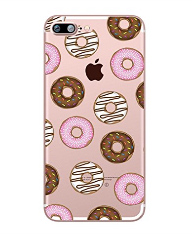 iPhone 7 Plus Case, Hepix Clear Donuts Sweet Food Print Soft TPU Flexible Transparent Cover [5.5 inch]