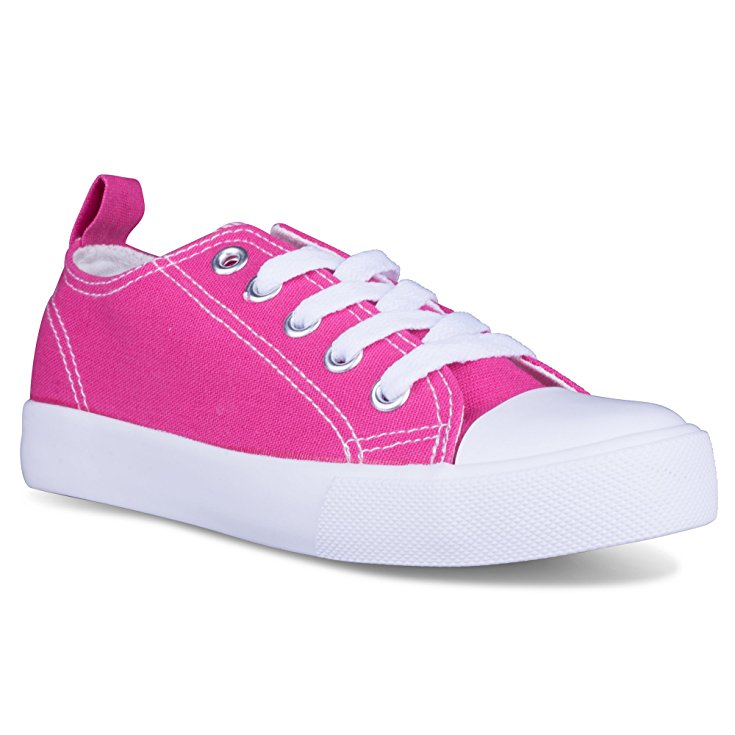 Girls Canvas Sneakers - Classic Lace-Up Tennis Shoes, Toddler & Little Kid Sizes
