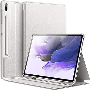 JETech Case for Samsung Galaxy Tab S8 Plus 2022 / S7 FE 2021 / S7 Plus 2020 12.4-Inch with S Pen Holder, Slim Folio Stand Protective Tablet Cover, Multi-Angle Viewing (Silver)