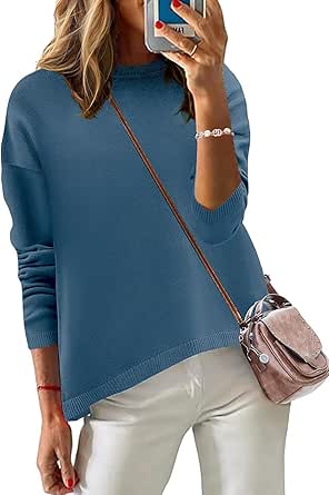 Zeagoo Sweaters for Women Fall Outfits Trendy 2024 Long Sleeve Crew Neck Knit Pullover Sweater Tops