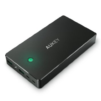 AUKEY 20000mAh Portable Charger External Battery Power Bank with AiPower Smart Charging Technology for iPhone, iPad and Samsung Galaxy and More - Black