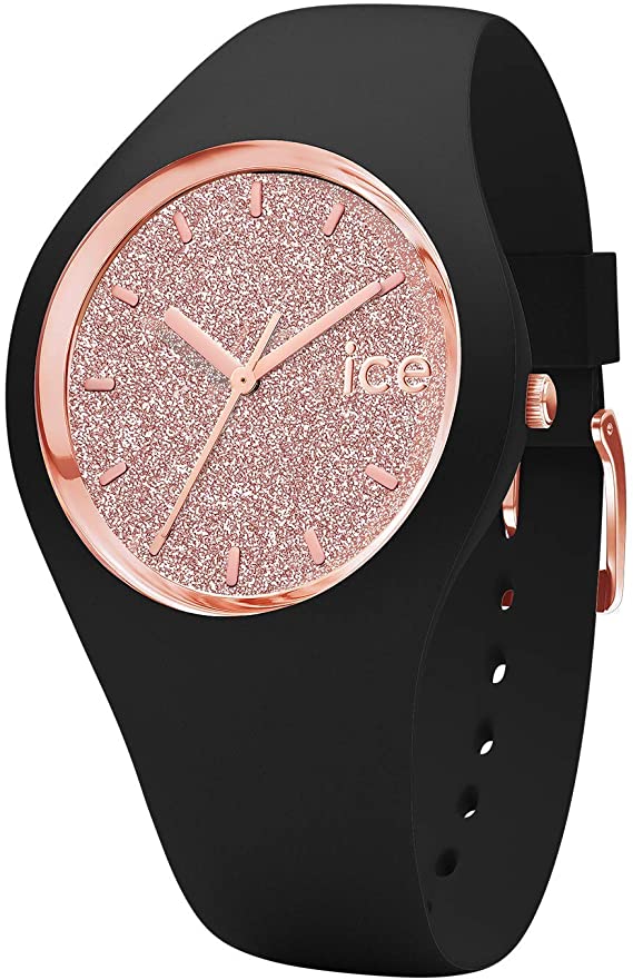 Ice-Watch - Ice Glitter Black Rose-Gold - Women's Wristwatch with Silicon Strap