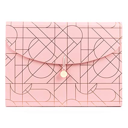 U Brands Modern Pretty Fashion Expandable File Folder, Letter Size, 13 Pockets, Pink