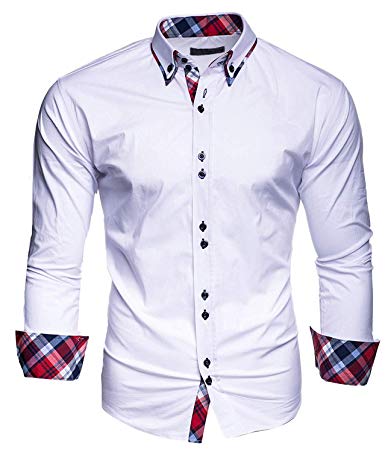 OSYS THX Men's Shirts Slim Fit Long Sleeves Casual Button Down Dress Shirts