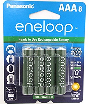 8 Panasonic Eneloop AAA NiMH Pre-charged Rechargeable Batteries -With Battery Holder "Limited Edition Green Color Eneloops"