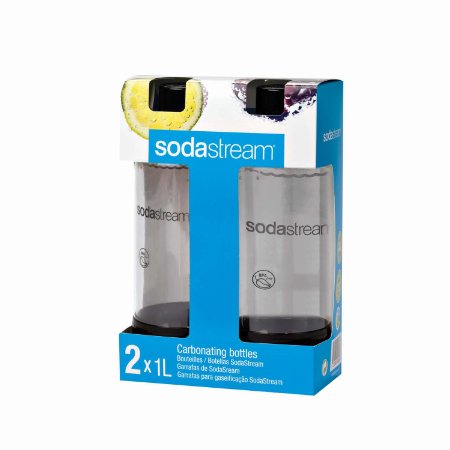 Sodastream 1l Carbonating Bottles- Black (Twin Pack)