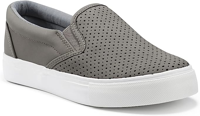 JENN ARDOR Womens Slip On Sneakers Perforated/Quilted Casual Shoes Fashion Walking Flats