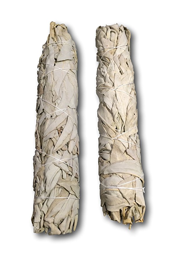 Extra Large California White Sage, Each Stick Approximately 8.5 Inches Long and 1.5 Inches Wide for Smudging Rituals, Energy Clearing, Protection, Incense, Meditation, Made in USA (2 - Extra Large)