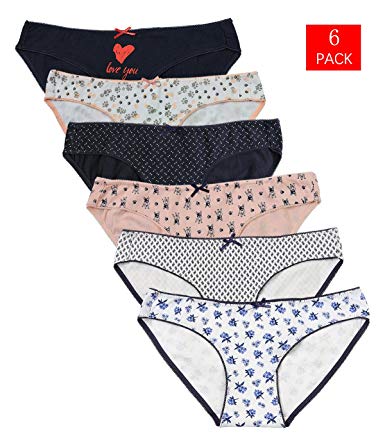 ABClothing Women's Cotton Low Rise Bikini Underwear 6 Pack Black Multi-color XS/2XL