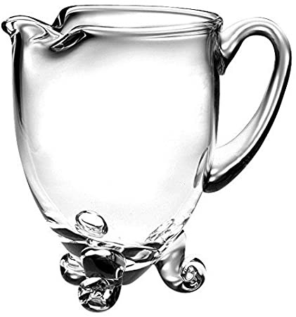 Barski Handmade Round Footed Glass Pitcher with handle, With Spout, Ice Lip, 80 oz., 8.5"H, Made in Europe